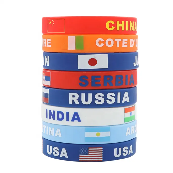 Pulsera de silicona con logotipo personalizado impreso, bandera nacional de Italia