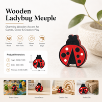 Jetons Coccinelle en Bois Écologiques et Durables en Gros, Pièces de Jeu Animaux Personnalisées avec Logo Imprimé pour Jeux de Société Éducatifs Familiaux