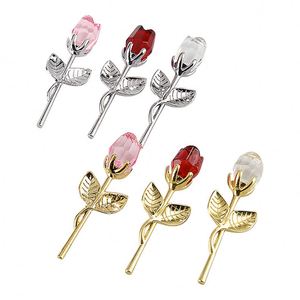 Cadeau de Noël et de la Saint-Valentin, rose en verre de cristal, fleur artificielle, rose à tige argentée ou dorée pour maman et petite amie - Product Image 4