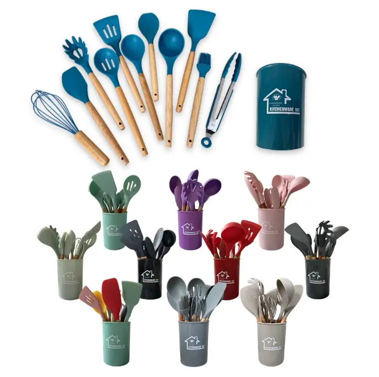 12pcs silicone cooking kitchen utensils set silicone spatula set cooking tool bpa free non toxic turner tongs spatula spoon