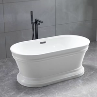 Baignoire autoportante moderne en acrylique cannelé blanc 1700 67'' Écologique pour bain à remous intérieur Hôtel Villa Maison Salle de bain