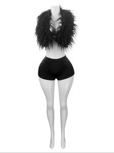 Backless Bandage <strong>Feather</strong> <strong>Top</strong> Women Open Sexy Outfit Club Wear for Women 2026 tank <strong>Top</strong> and Shorts Set Women - Product Image 5