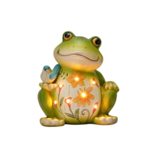 Sculpture extérieure en forme de grenouille, lumière solaire LED blanc chaud, résine résistante à l'eau, décoration de jardin, cour, aménagement paysager - Product Image 1