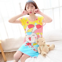 Chemise de nuit pas chère pour femmes, pyjama à motifs de dessins animés, t-shirt, jupe, robe de nuit, vêtements d'intérieur, nuisette fine, douce et sexy en soie de lait pour filles