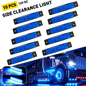 ไฟเลี้ยวข้างรถบรรทุก RV รถพ่วง 12v 24v 10 ชิ้น ขนาด 4 นิ้ว 6LED สีน้ำเงิน ไฟแสดงสถานะ ไฟสโตรบ ไฟเตือน - Product Image 1