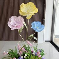 Dekorasi Jendela Latar Belakang Acara Pernikahan Bunga Poppy Kertas Washi Raksasa Mewah, Dekorasi Lanskap Komersial, Panggung Acara, Ruang Siaran Langsung