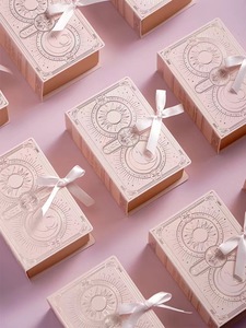 Châu Âu cho cuốn sách ma thuật phong cách Hội Đồng Quản trị thẻ Hộp Quà tặng đám cưới vật liệu tái chế Matt nhiều lớp với lụa Ribbon cho kẹo & chocola - Product Image 6