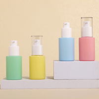 Bunte weiße Pumpe 30ml Flasche Frosted Flat Shoulder ätherisches Öl Serum Glasflasche