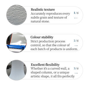 MIGLIORE - Baldosas Flexibles Mcm Personalizables, Revestimiento Decorativo de Piedra Blanda Mcm, Revestimiento de Piedra Tallada para Paredes Exteriores - Product Image 5