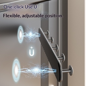 Crochet mural magnétique multifonctionnel <span class=keywords><strong>sans</strong></span> perçage à 5 crochets pour porte de réfrigérateur de cuisine et salle de bain, idéal pour manteaux et chapeaux sur porte d'entrée - Product Image 5