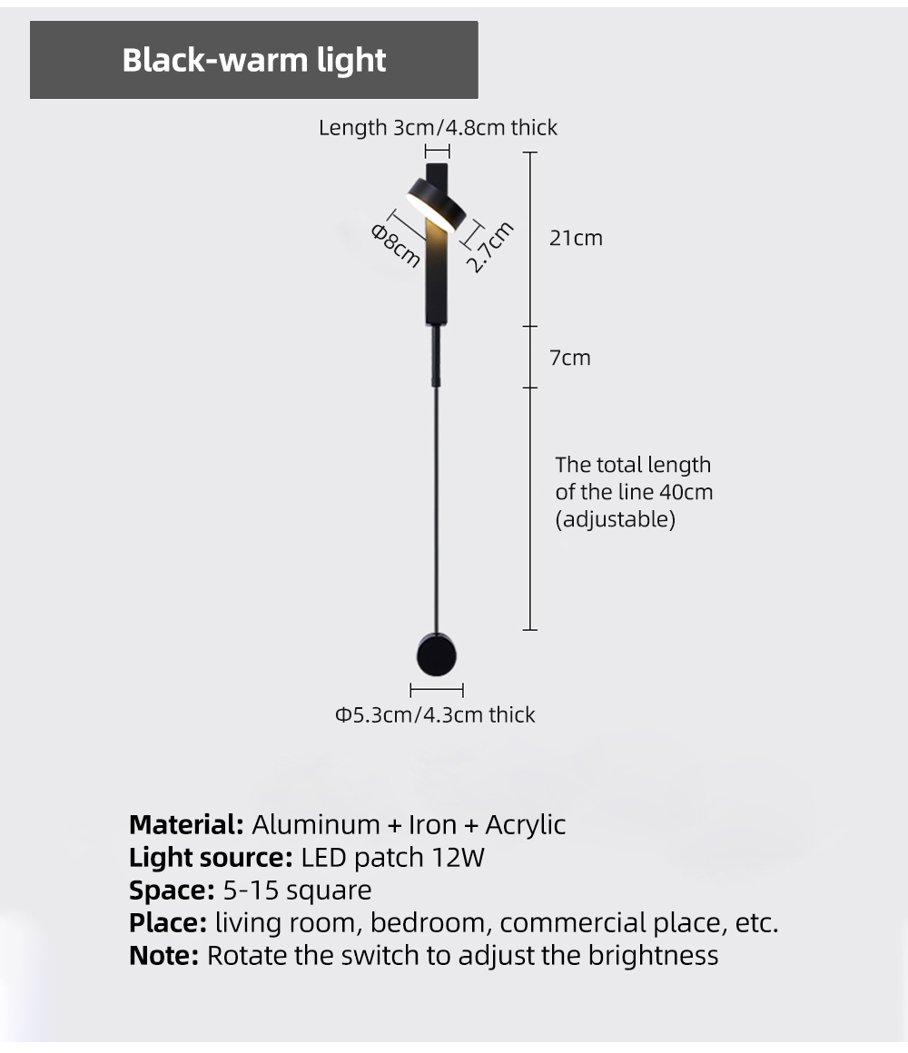Modern Reading Wall Mounted Light for Bedroom Home Bedside Nordic Adjustable Rotating Long led Wall Lamp Indoor