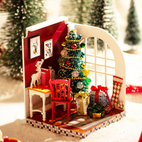 IIECREATE Mini bricolage jouet décoration de noël Mini maison pour enfants et adultes bricolage 3D Puzzle en bois