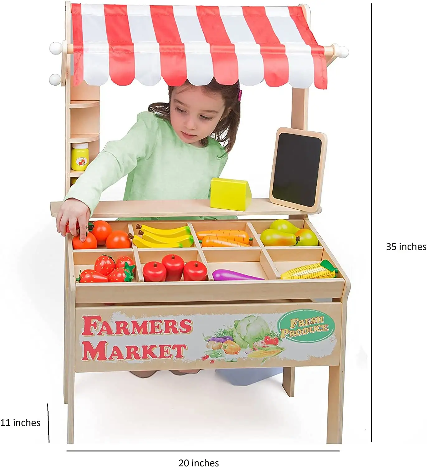Mainan Berdiri Pasar Petani Kayu Kualitas Tinggi Permainan Pura-pura untuk Anak-anak Set Mainan Kayu