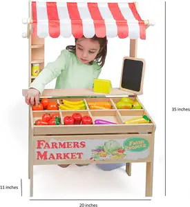 High Quality Wooden Farmers Market Stand Toys Pretend Play For Kids Wooden Toy Set