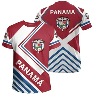 Sublimación Bandera de Panamá Camisas de hombre Logotipo personalizado Verano América Naciones Diseño Camiseta de gran tamaño para hombres Fabricantes de ropa