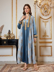 Ramadan 2 pièces paillettes Dubai Abayas arabe tuniques manches chauve-souris robes <span class=keywords><strong>pour</strong></span> femmes Gala deux pièces marocain élégant Kebaya Robe - Product Image 2