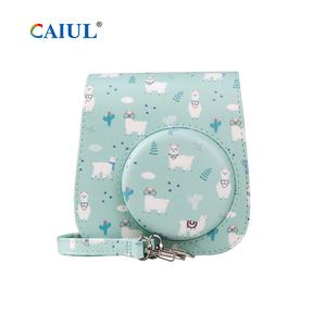 Caiul Màu Xanh Alpaca Phong Cách Máy Ảnh Túi Cho Fujifilm Instax Mini 11 Chống Sốc PU Mềm Trường Hợp Với Dễ Thương Phim Thiết Kế - Product Image 1