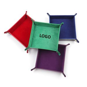Petit plateau carré en daim, plateau de jeu en cuir PU, boîte de rangement - Product Image 3
