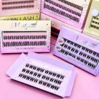 Kit de cils pour diffusion en direct, 9mm, courbure droite, en fibres PBT effet vison, en grappe, réutilisables, imperméables, faciles à retirer, auto-adhésifs