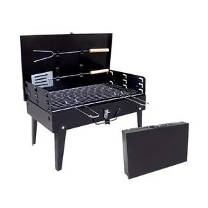 Vente en gros valise portable Barbecue au charbon de bois Barbecue griller Camping extérieur pliable Barbecue au charbon de bois