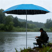 Grand Parasol de Pêche Réglable à 360° Portable Pliable Protection Solaire Extérieure Anti-UV Imperméable Oxford/Polyester Séchage Rapide pour Plage