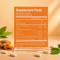OEM ODM Vente en gros Logo personnalisé Capsule d'acide alpha-lipoïque 120 capsules avec CoQ10 Curcumine Vitamine Complément alimentaire pour adultes