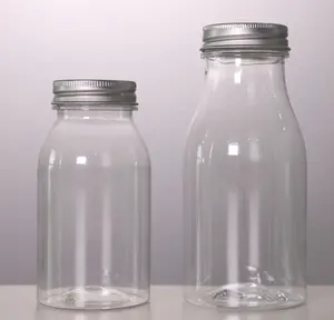 Venta al por mayor vacío PET jugo bebida plástico transparente bebida Mini botellas de leche con tapón de rosca