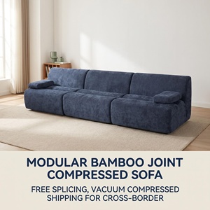Canapé modulaire extensible KS014 en <span class=keywords><strong>bambou</strong></span> moderne, sans cadre, en <span class=keywords><strong>tissu</strong></span> velours compressé, sectionnel, combinaison libre, pour le loisir - Product Image 2