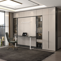 Table de bureau invisible minimaliste moderne lits escamotables appartement étude lit mural multifonctionnel bibliothèque armoire en verre