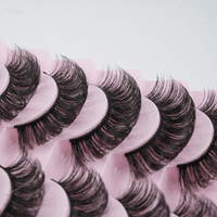 Lot de 10 paires de faux cils russes DD bouclés, faits à la main, naturels, en faux vison fin, pour la vente en gros