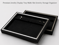 Plateau de présentation de bijoux de luxe en suède et métal noir pour bagues, bracelets, chaînes et colliers, pour magasin