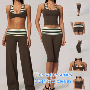 Ropa Deportiva Personalizada para Yoga y <span class=keywords><strong>Fitness</strong></span>, <span class=keywords><strong>Top</strong></span> Halter y Pantalones Plegables, Conjunto de Gimnasio para <span class=keywords><strong>Mujer</strong></span>, Ropa Deportiva <span class=keywords><strong>Mujer</strong></span> - Product Image 6
