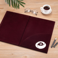 Carpeta de certificados de terciopelo granate personalizada A4, soporte de certificado rojo oscuro con logotipo, carpeta de presentación personalizada de terciopelo