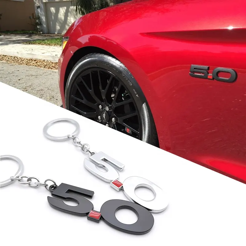 Wholesale JDM Style Key Ring Auto Emblem Keychain Metal Zinc Alloy Keyring For 5.0 Logo Ford Auto Key Accessories