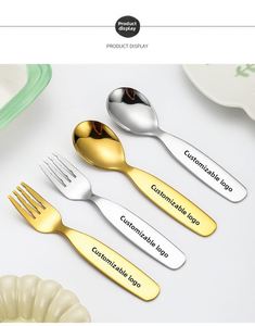 Ensemble portable pour enfants en acier inoxydable 304, cuillère et fourchette pour bébé, avec boîte de rangement, finition poli miroir, design mignon, pour la rentrée scolaire - Product Image 2