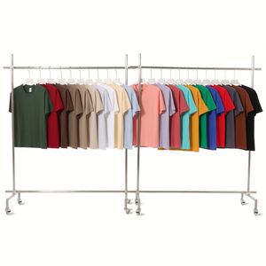 T-shirt unisexe tendance de marque, coupe ample, col décontracté, en coton pur 230g, blanc pur, manches courtes, épaules tombantes, pour hommes - Product Image 1