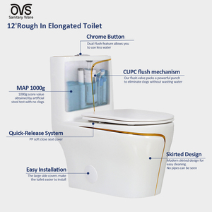 สุขภัณฑ์เซรามิกแบบชิ้นเดียว ยี่ห้อ Foshan Sanitary Ware รุ่น CUPC Luxury ความจุ 4 ลิตร/6 ลิตร ระบบไซฟอนคู่ สีทอง สำหรับห้องน้ำ รุ่น 2117Z-WG - Product Image 1