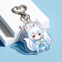 Porte-clés en acrylique pailleté Kawaii Renard à neuf queues Fille Anime Breloque en acrylique Fermoir Cœur Décoration de sac à dos Porte-clés personnalisé Dessin animé