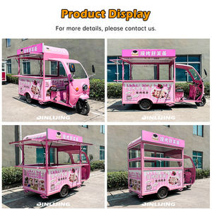 JINLIJING Remorque à café à 3 roues, bar mobile, tuk-tuk, camion de nourriture, barbecue rose, moto, tricycle électrique, chariot de nourriture - Product Image 2