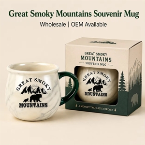 Tasse souvenir en céramique du Parc National des Grandes Montagnes Fumées d'Amérique, fabricant, usine, personnalisation OEM ODM - Product Image 1