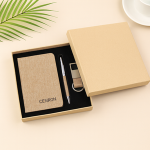 Logo kustom promosi 3-dalam-1 baja tahan karat Notebook mewah Set hadiah pena gantungan kunci untuk alat tulis wanita & Pria kelulusan - Product Image 2