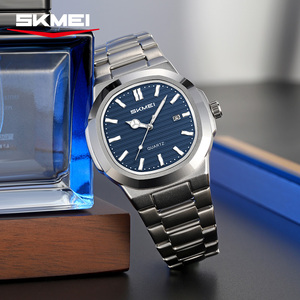 นาฬิกาข้อมือผู้ชาย OEM สั่งทำโลโก้ได้ ตัวเรือนสแตนเลสสตีล ควอตซ์ กันน้ำ 3ATM ดีไซน์ย้อนยุค หน้าปัดทรงเหลี่ยม นาฬิกาคลาสสิกสำหรับผู้ชาย - Product Image 1