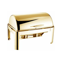 Hotel- und Restaurant-Luxus-Chafing-Dish aus Edelstahl 201, 9L, rechteckig, alkoholbetrieben, mit Glasfenster, goldfarben, für Buffets
