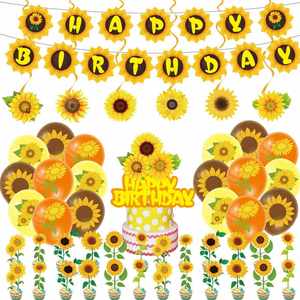 Sun <b>Flower</b> Theme Birthday Festival Party Decorations Cartoon Flags Spiral <b>Balloons</b> Banner Set - Product Image 2