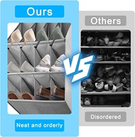 Organisateur mural suspendu pour chaussures avec 12 grandes poches et 6 crochets, rangement gain de place en polyester pour camping, camping-car
