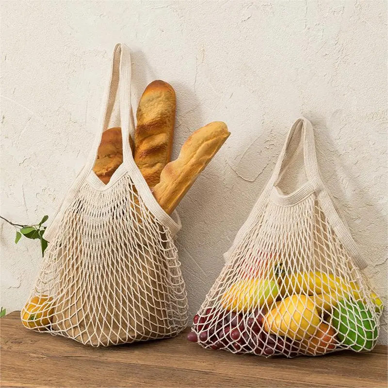 Wholesale Eco Reusable Cotton Mesh Bags Durable Grocery Net Bag Mesh Bag for Onion Potato Vegetable and Fruits