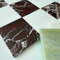 Tuiles en marbre noir Marquina et blanc Carrara, coupe personnalisée naturelle, 12''x12'', motif damier
