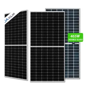 JA แผงโซลาร์เซลล์แสงอาทิตย์แบบโมโนคริสตัลไลน์,แผงโซลาร์เซลล์พลังงานแสงอาทิตย์ PV แผงโซลาร์เซลล์กระจกสองชั้นสำหรับสถานีไฟฟ้า