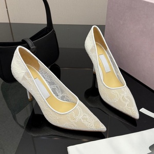 Zapatos de Tacón Alto Clásicos con Punta en Pico y Encaje, Transpirables, Formales para Mujer, Diseño Hueco con Cristales, Lazo, Parte Superior de Cuero Genuino, Tendencia de Moda - Product Image 2