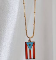 Collier pendentif chaîne à maillons plaqué or brillant style classique Porto Rico pour hommes et femmes, en acier inoxydable, décontracté et universel